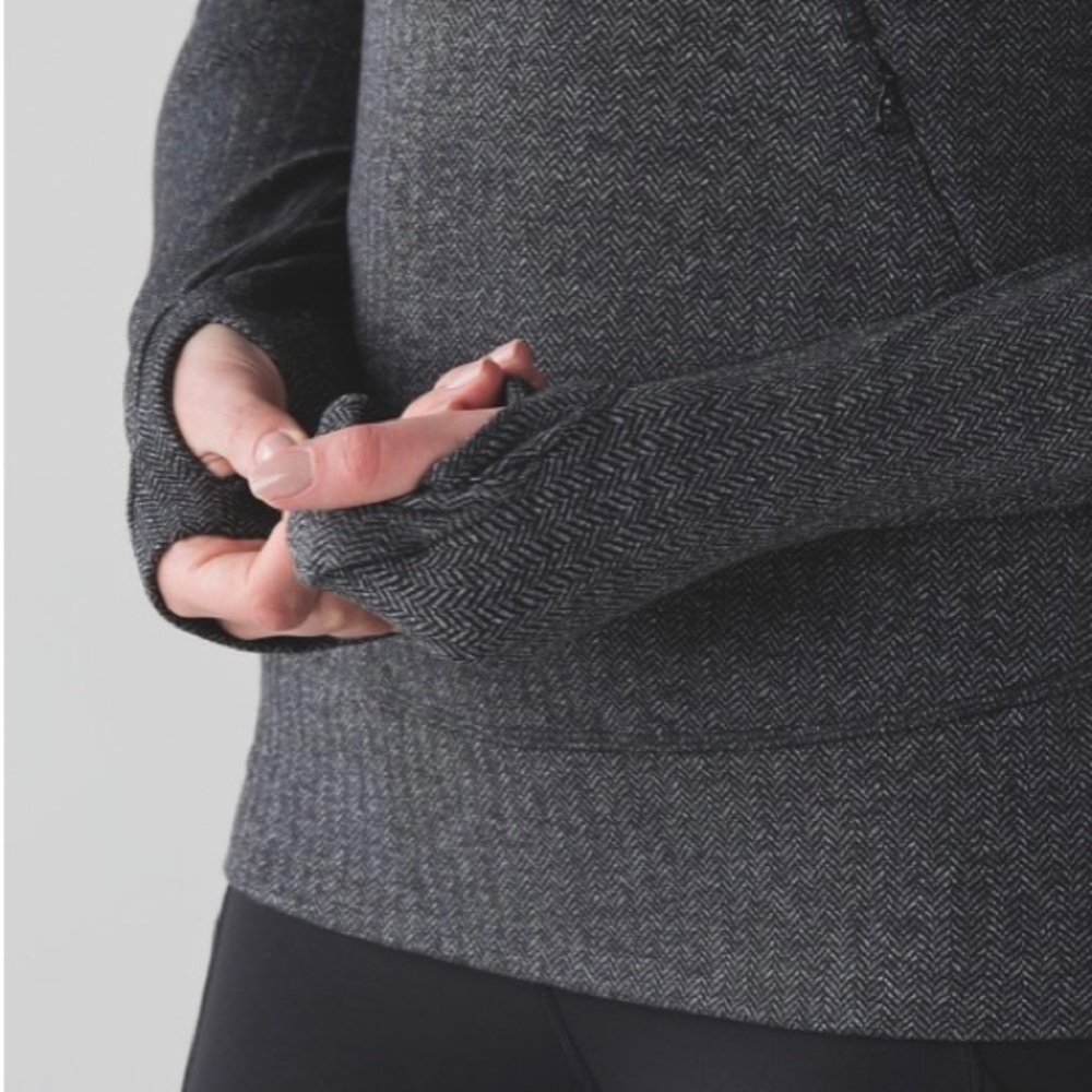 Lululemon Think Fast Pullover Heathered Herringbone Heathered Black Rulu Size 4 - Picture 3 of 13